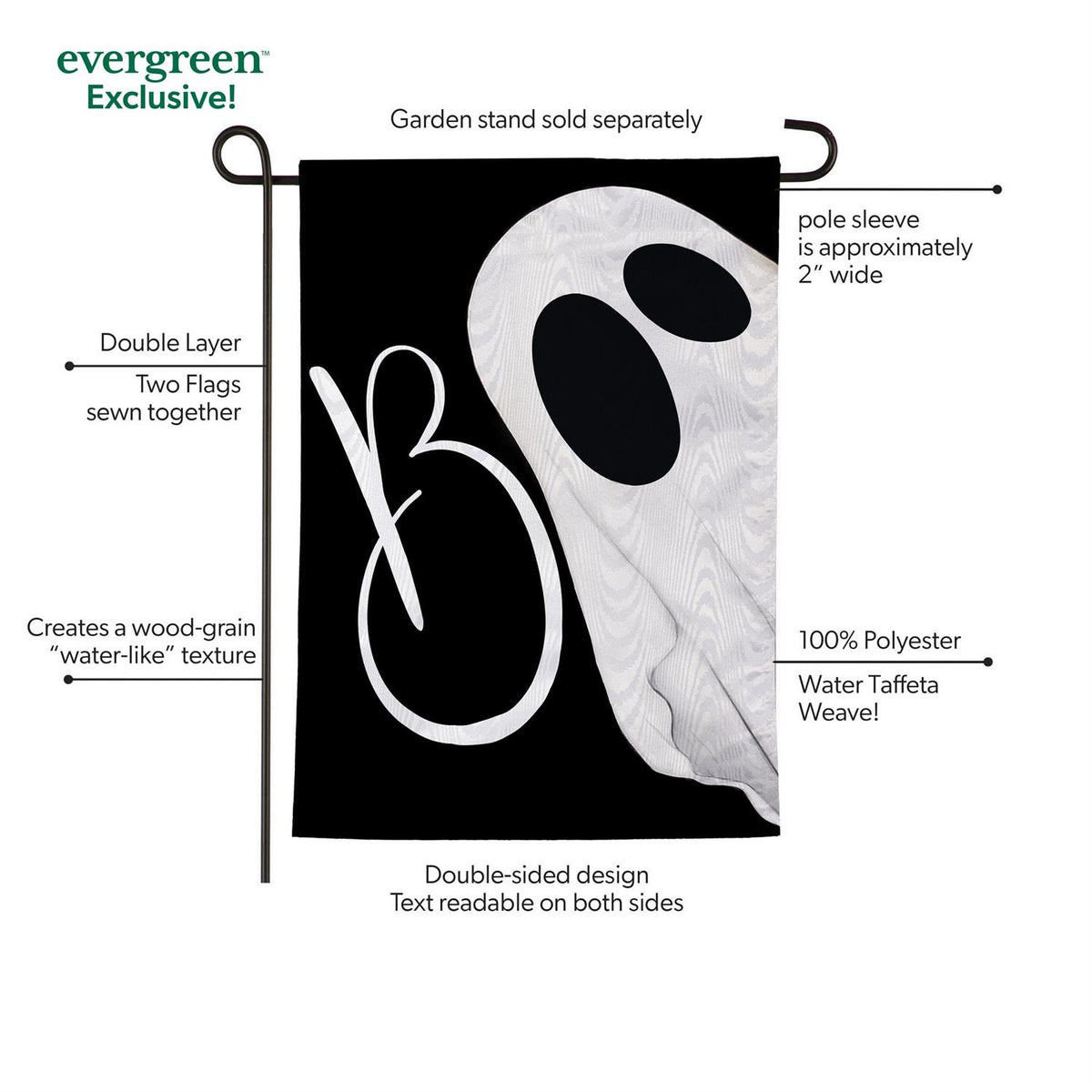 Boo Ghost Moire Garden Flag