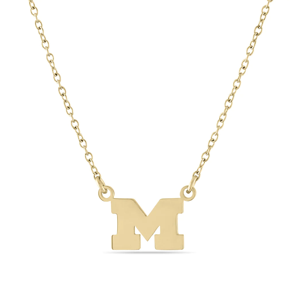 Michigan Block M Gold Necklace
