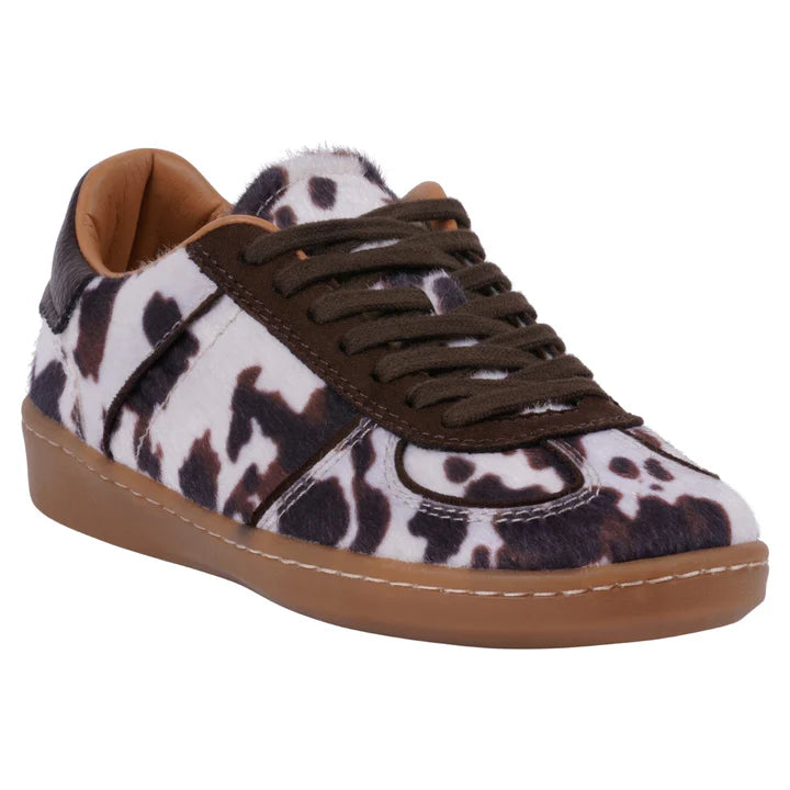 Women's Milan Cow Print Lace Up Sneakers