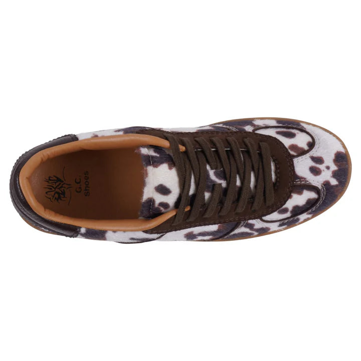 Women's Milan Cow Print Lace Up Sneakers