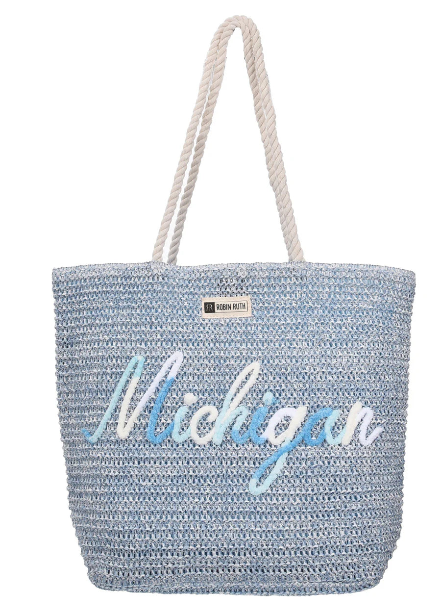 Blue/ Multi Rope Michigan Beach Bag