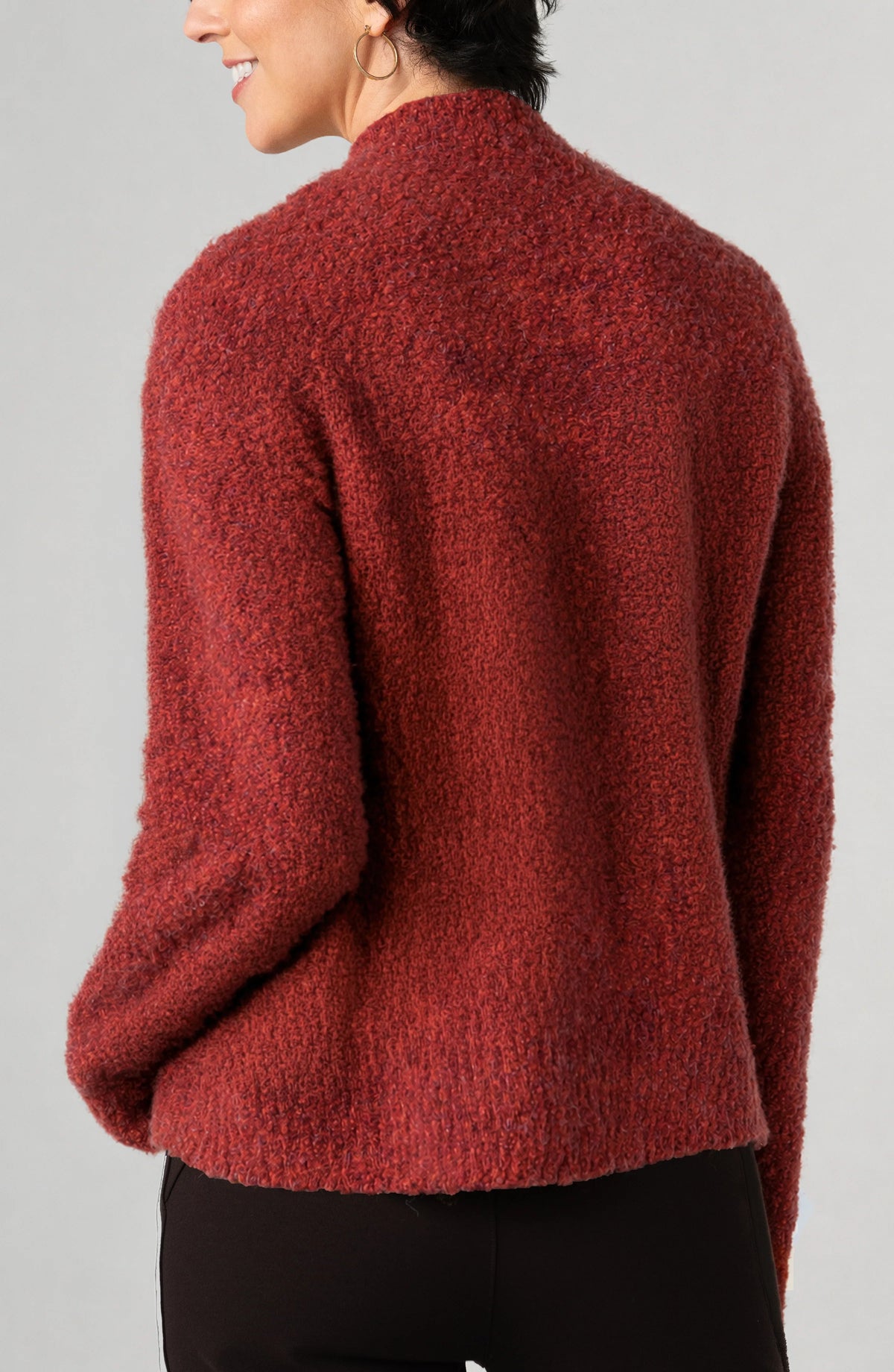 Rust Long Sleeve Mock Sweater w/ Buttons