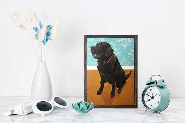 Dog Tales Mocha Mini Framed Canvas