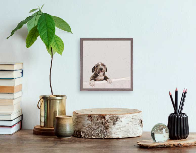 Pit Bull Pup Mini Framed Canvas