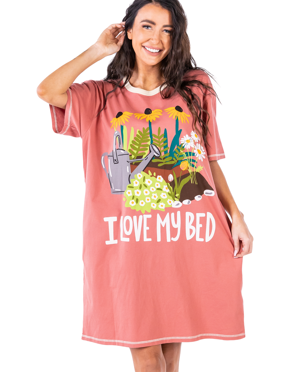 OS I Love My Bed Plant Nightshirt