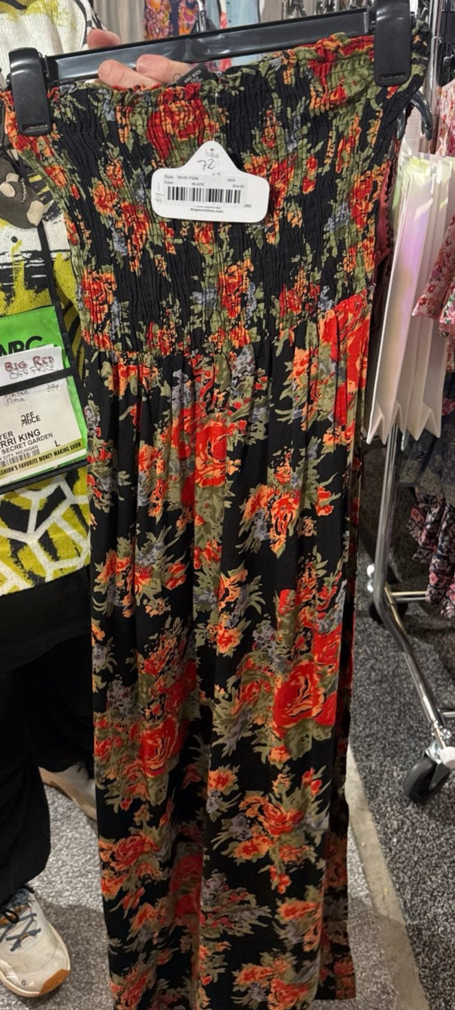 Black Floral Smocked Tube Top Maxi Dress