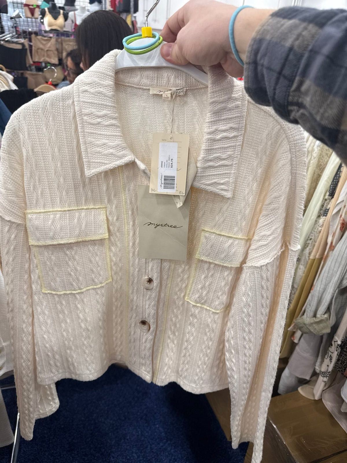 Cream Reverse Stitch Cable Knit Jacket