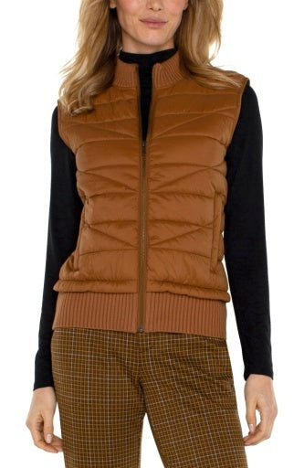 Liverpool Quilted Front Zip Sweater Vest Turmeric