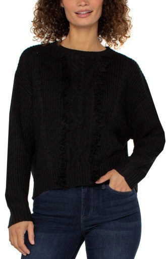Liverpool Long Sleeve Mock Neck Sweater w/Fringe