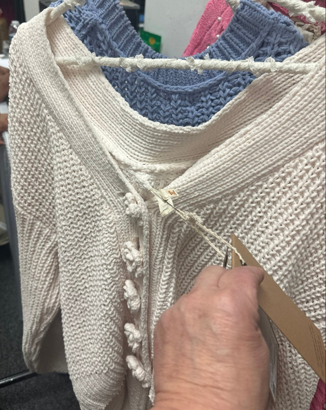 Cream Cardigan w/ Flower Buttons