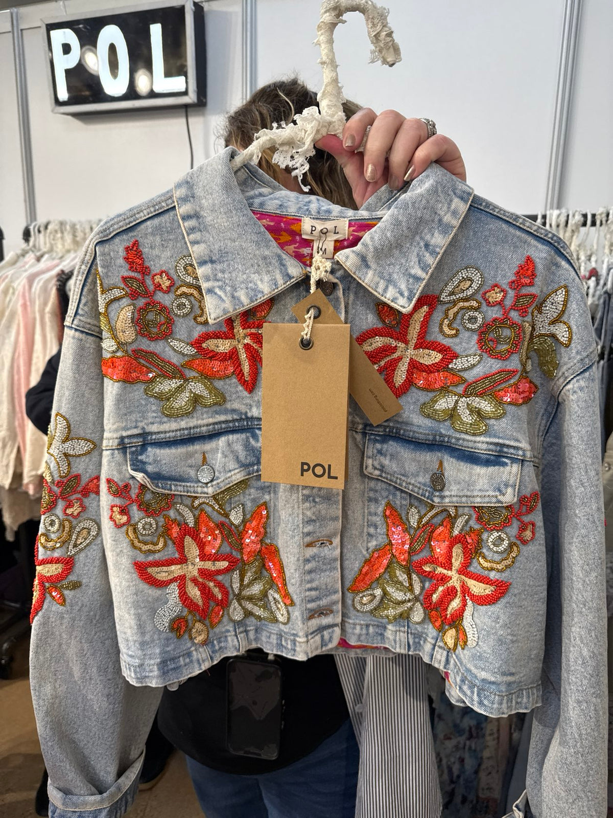 Denim Embroidered Floral Jacket