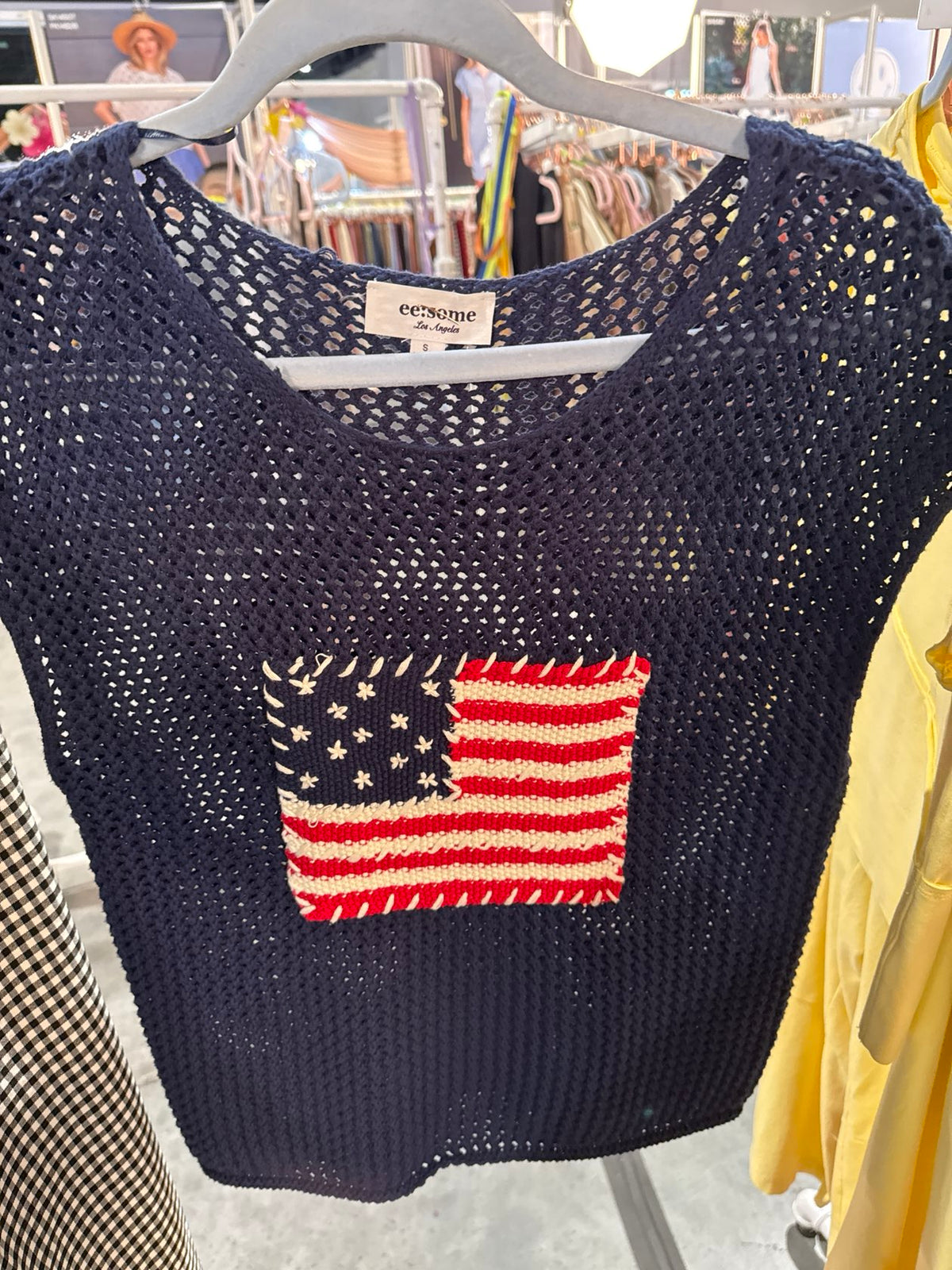 Stars & Stripes Cap Slv Knit Top