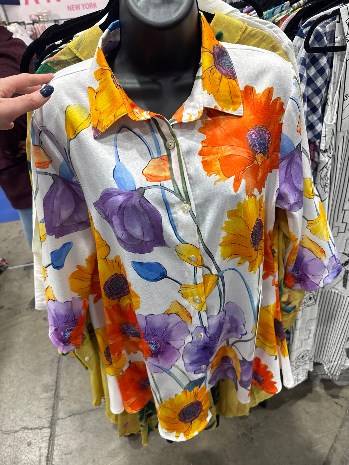 White Button Down Top w/ Floral