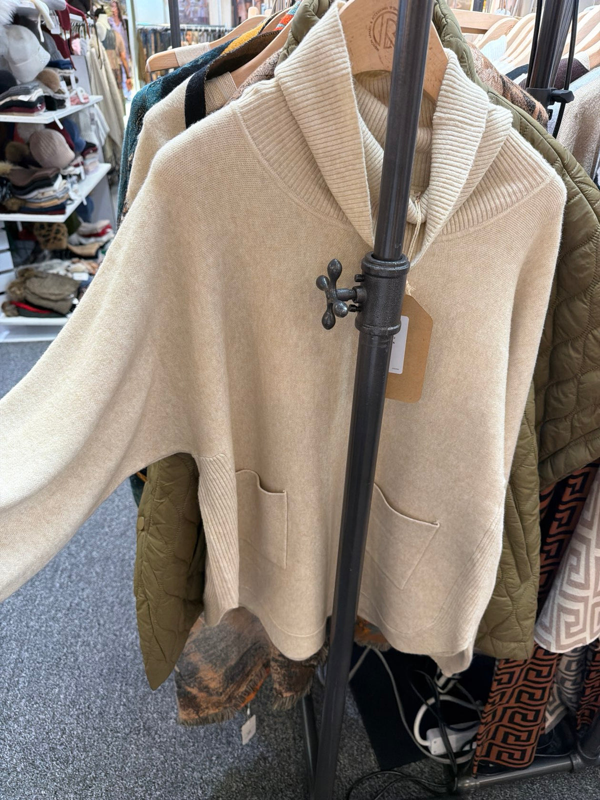 Oatmeal Cowl Neck Sweater