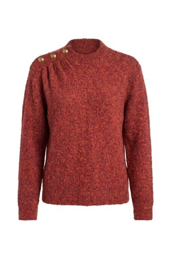 Rust Long Sleeve Mock Sweater w/ Buttons