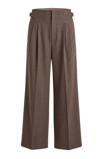 High Rise Pleated Wide Leg Trouser w/ Side Tab 31' in
