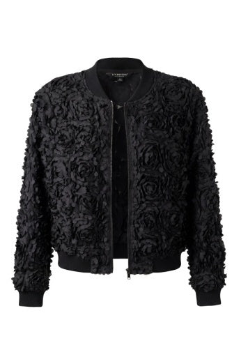Black Woven Bomber Jacket