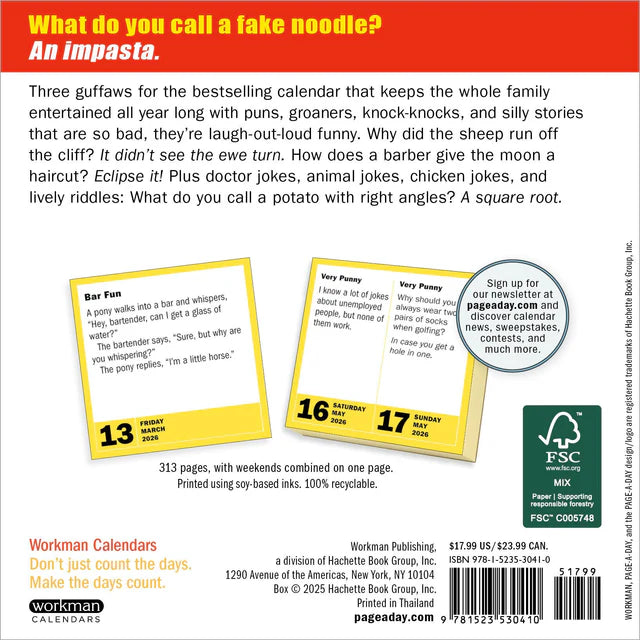 290 Bad Jokes &amp; Puns Page-A-Day Calendar 2026