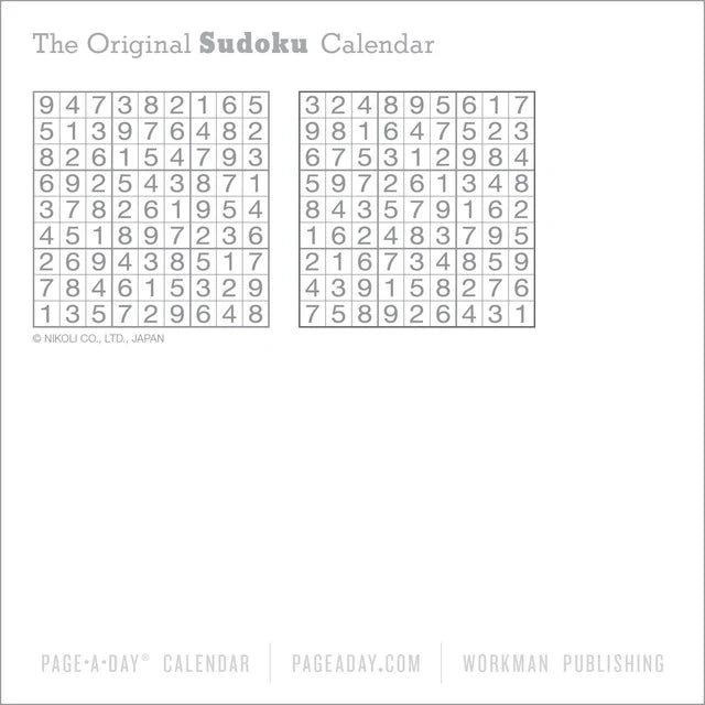 Original Sudoku Page-A-Day Calendar 2026