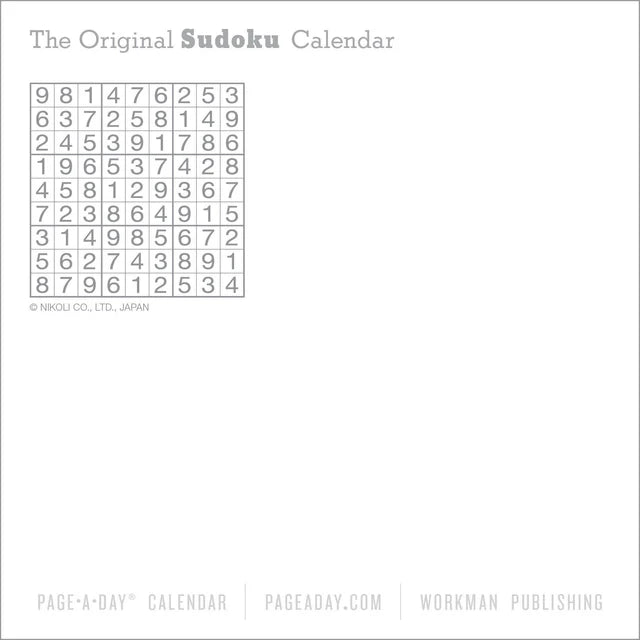 Original Sudoku Page-A-Day Calendar 2026