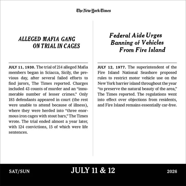 New York Times Headlines in History Page-A-Day Calendar 2026