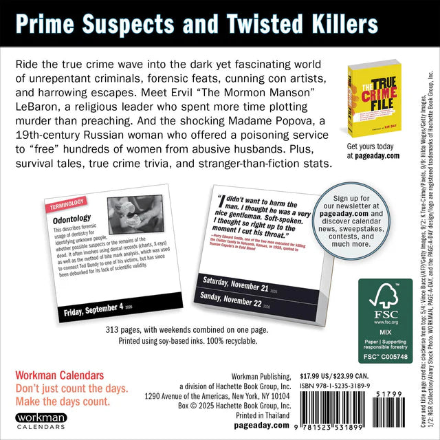 A Year of True Crime Page-A-Day Calendar 2026