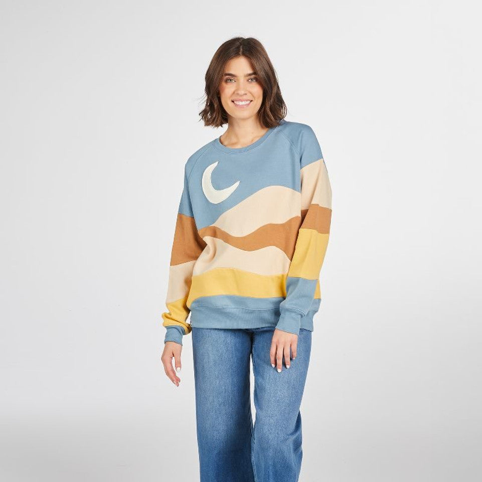 Patchwork Moon Crewneck Sweatshirt