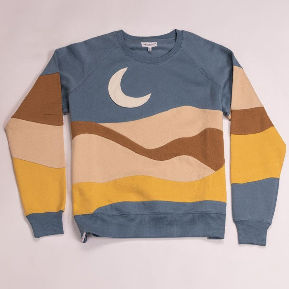 Patchwork Moon Crewneck Sweatshirt
