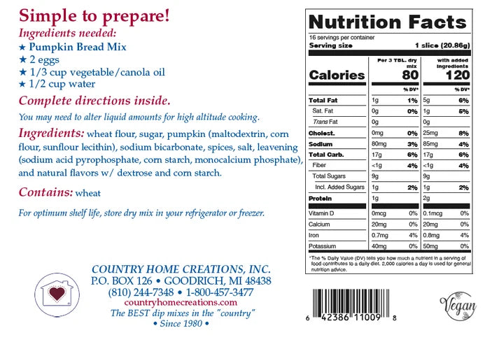 Pumpkin Bread Mix