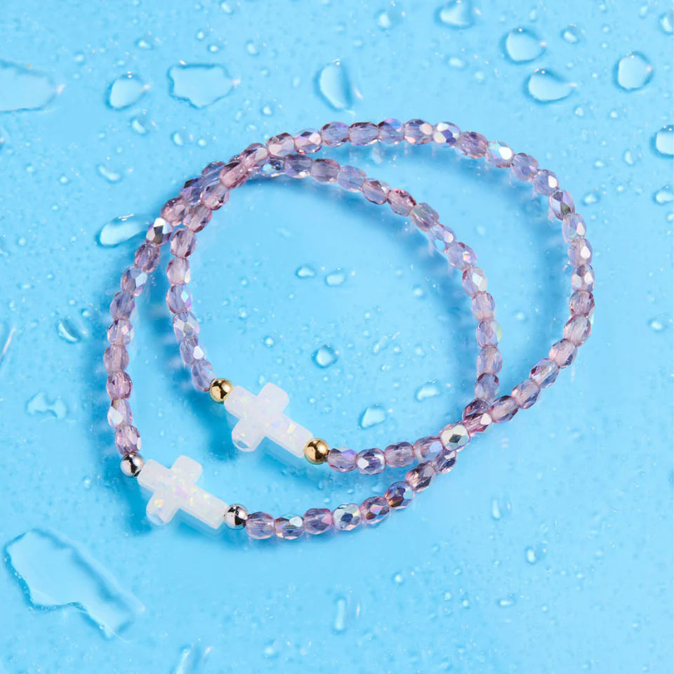 Amethyst AB Cross Holy Water Bracelet