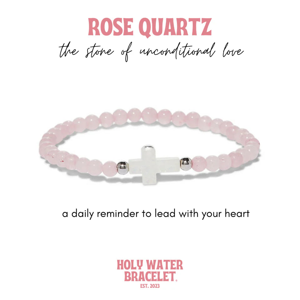 Rose Quartz Cross Holy Water Bracelet