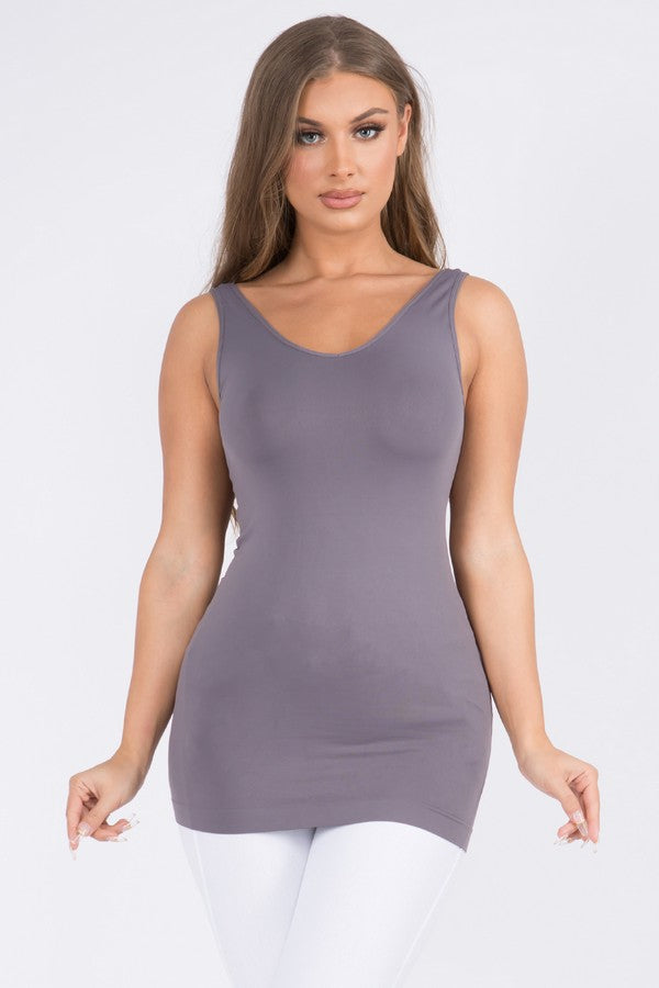 Reversible V Or U Neck Seamless Tank O/S