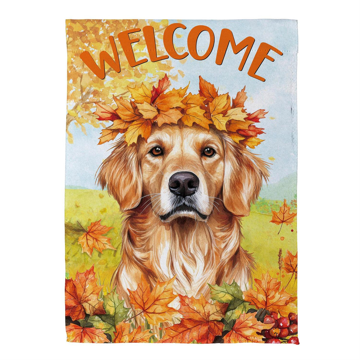 Pet Central Leaf Golden Retriever Suede Garden Flag