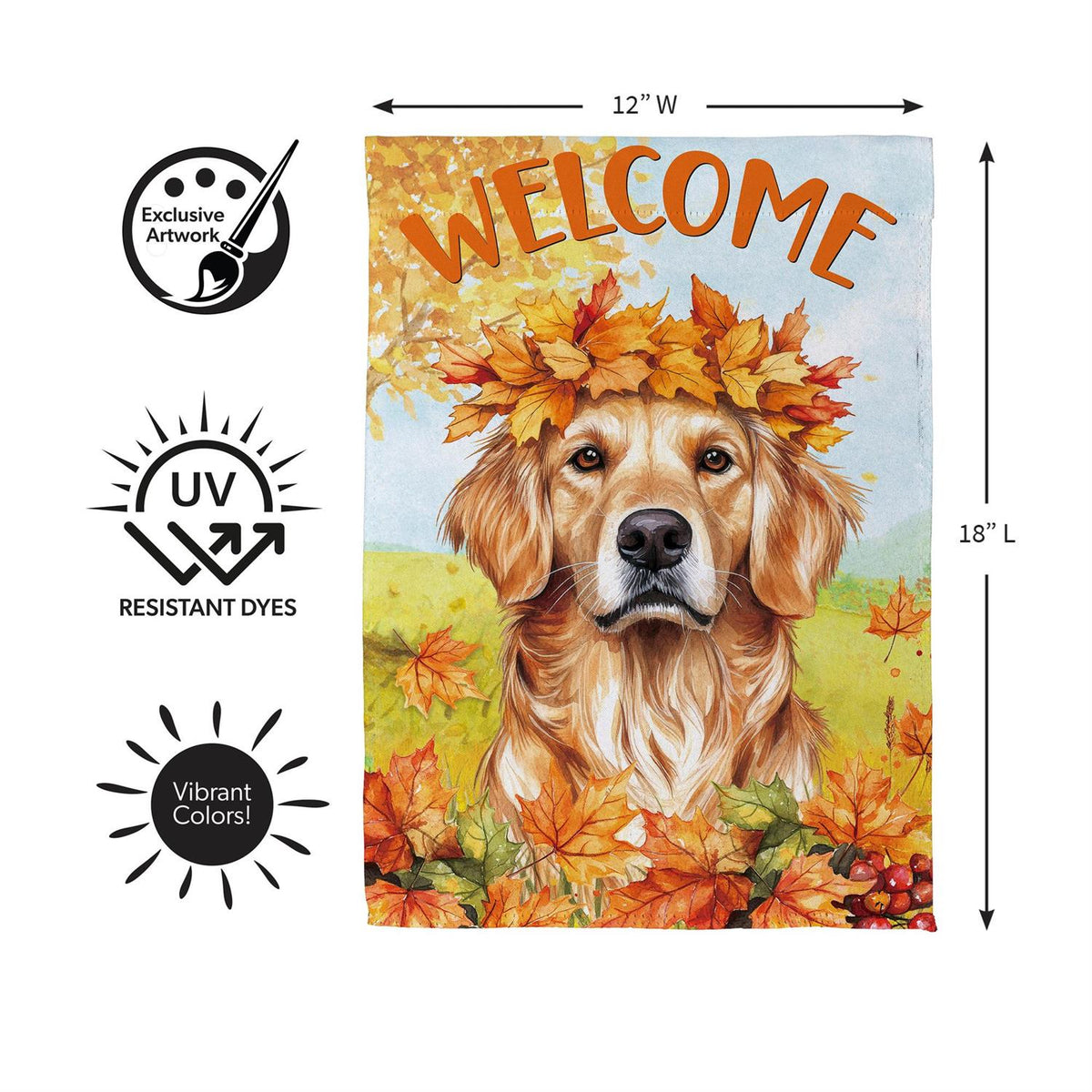 Pet Central Leaf Golden Retriever Suede Garden Flag