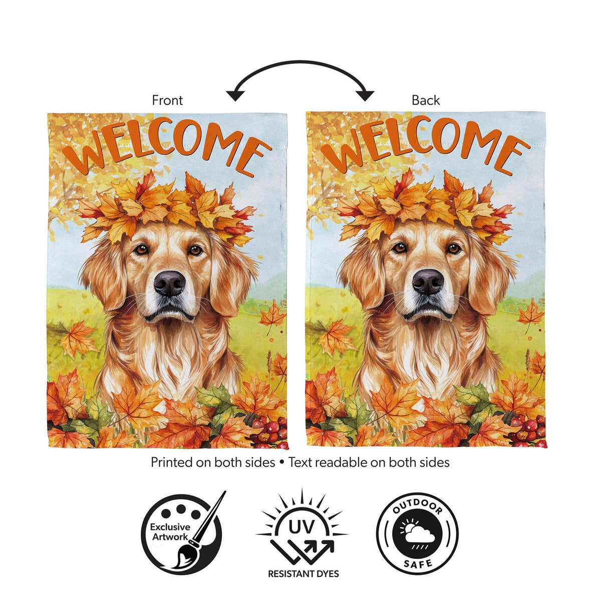Pet Central Leaf Golden Retriever Suede Garden Flag