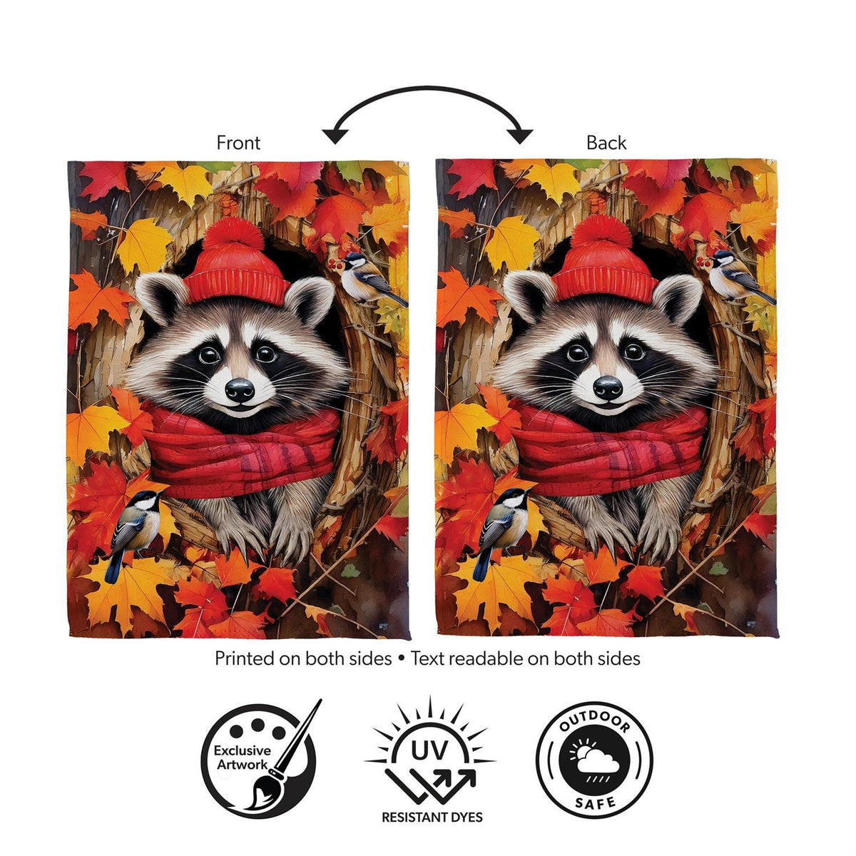 Cozy Raccoon Suede Garden Flag