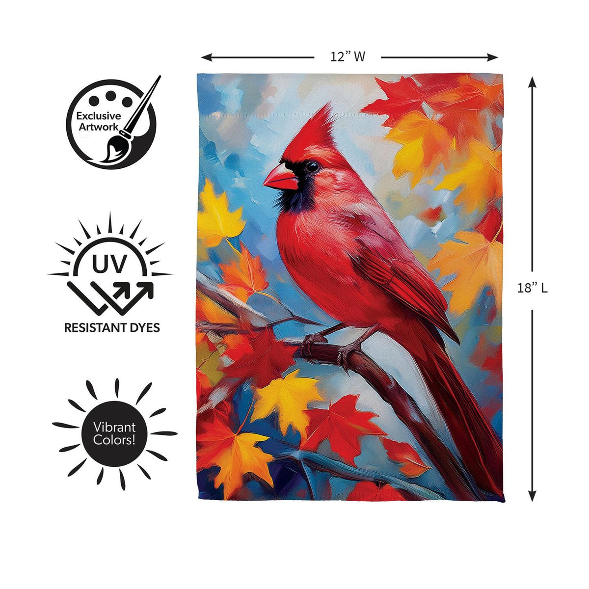 Colorful Cardinal Suede Garden Flag