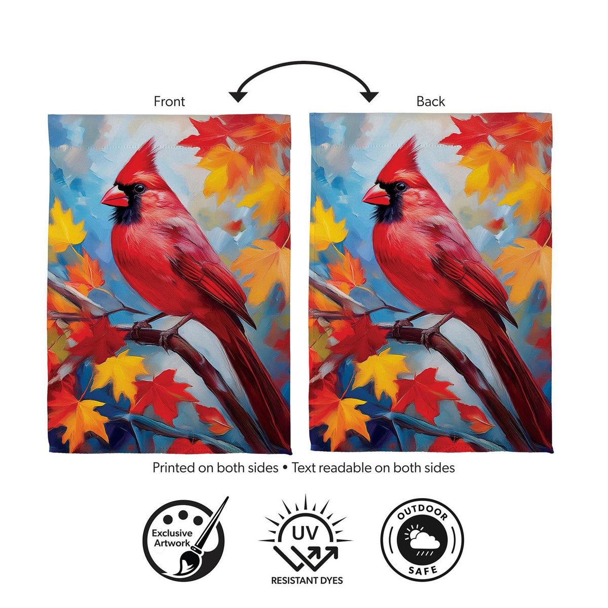 Colorful Cardinal Suede Garden Flag