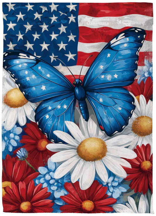Patriotic Butterfly Suede Garden Flag