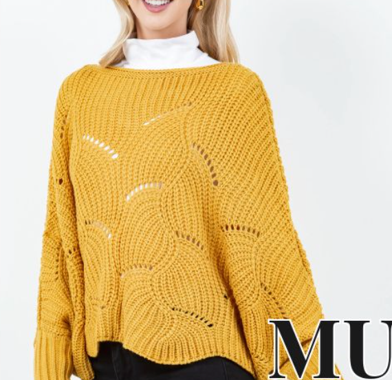 Dolman Sleeve Cable Knit Sweater O/S