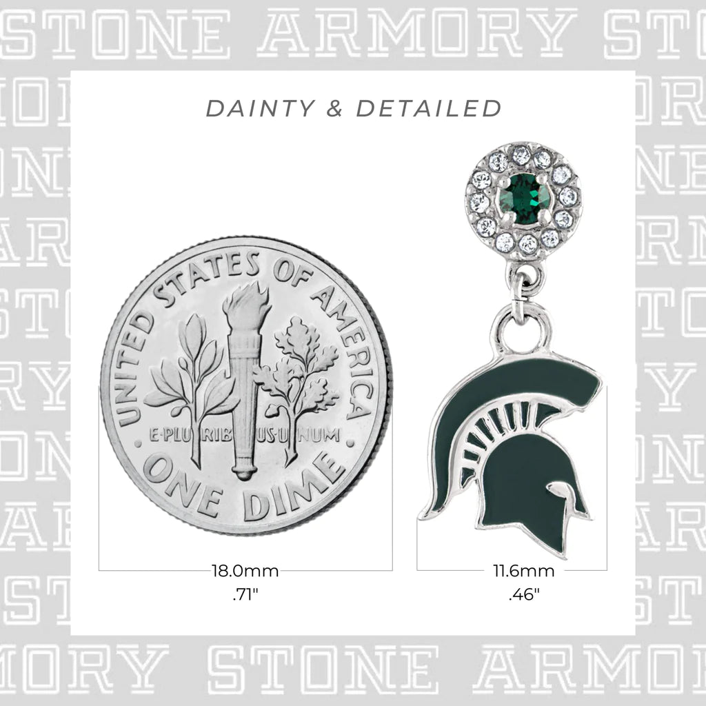 Michigan State Spartan Crystal Drop Earrings