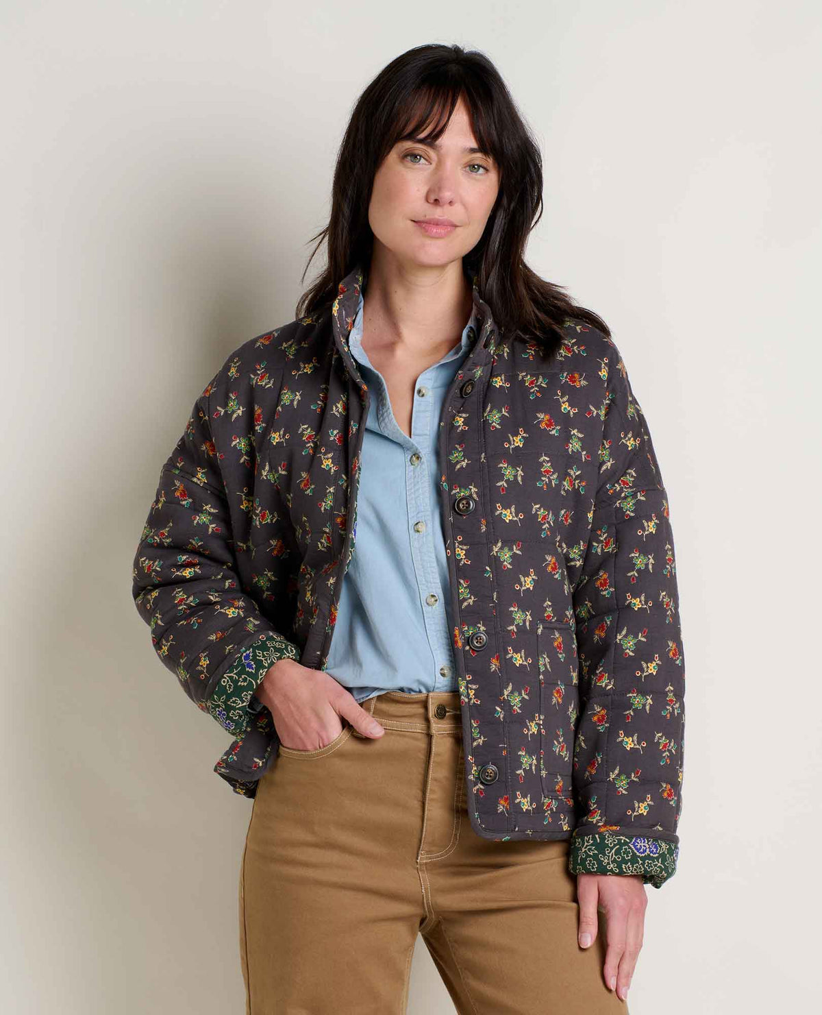 Manzana Quilted Jacket - Soot Graphic Print