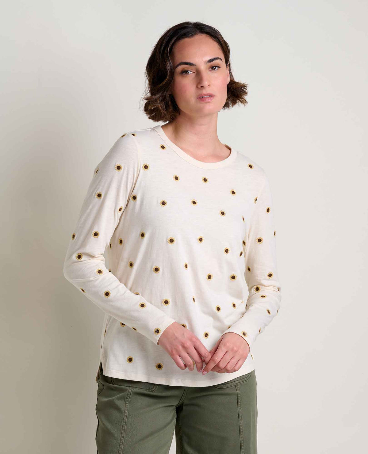Salt Sunflower Primo LS Crew Embroidered