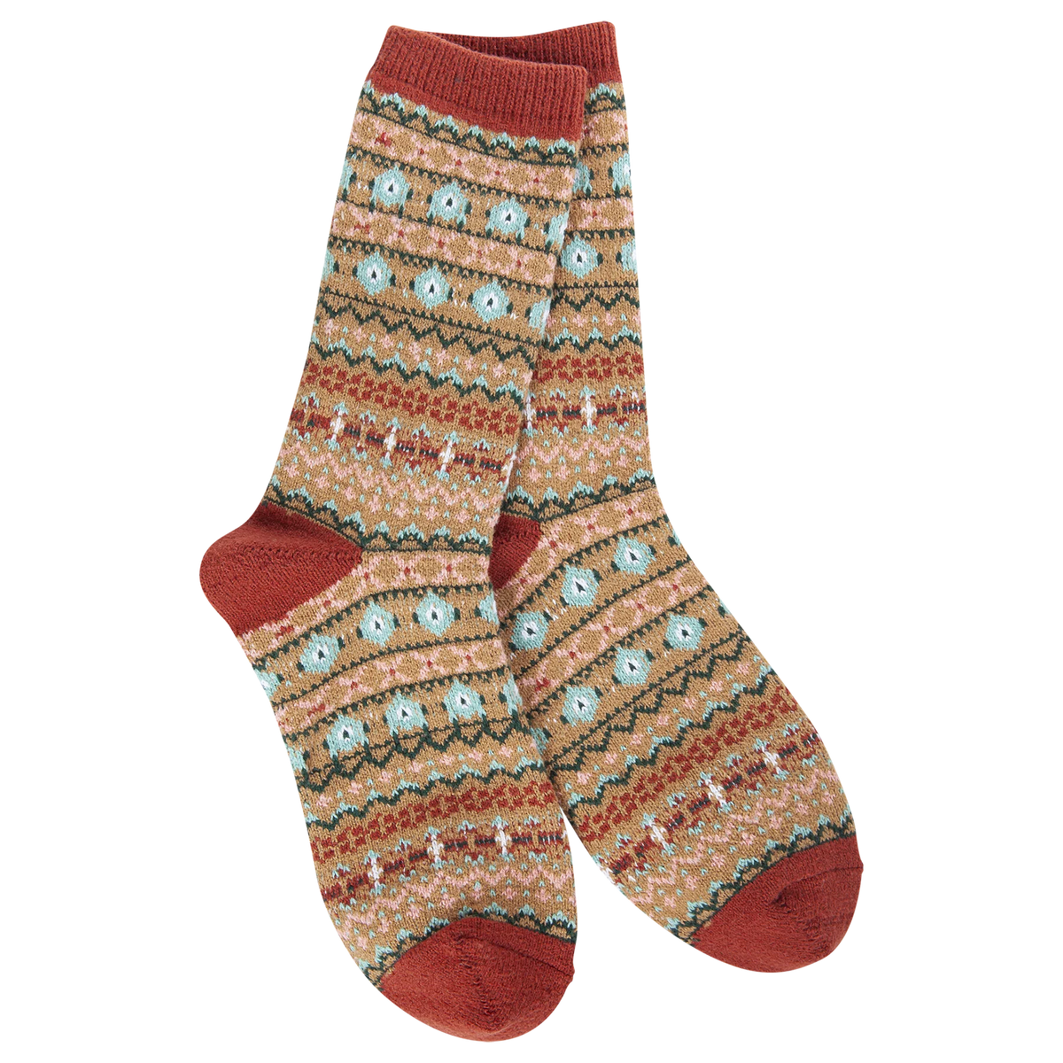 Nordic Brown Crew Socks