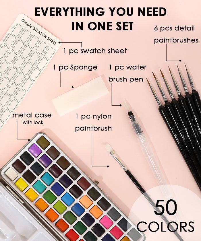 Watercolor Set of 50 with Brushes - Premium