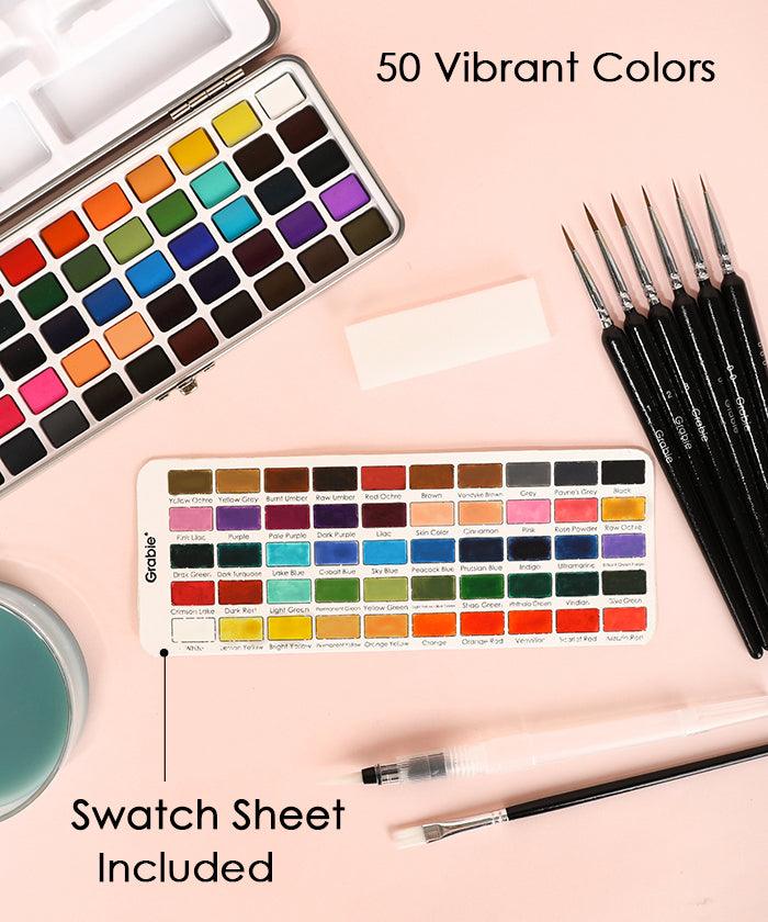 Watercolor Set of 50 with Brushes - Premium