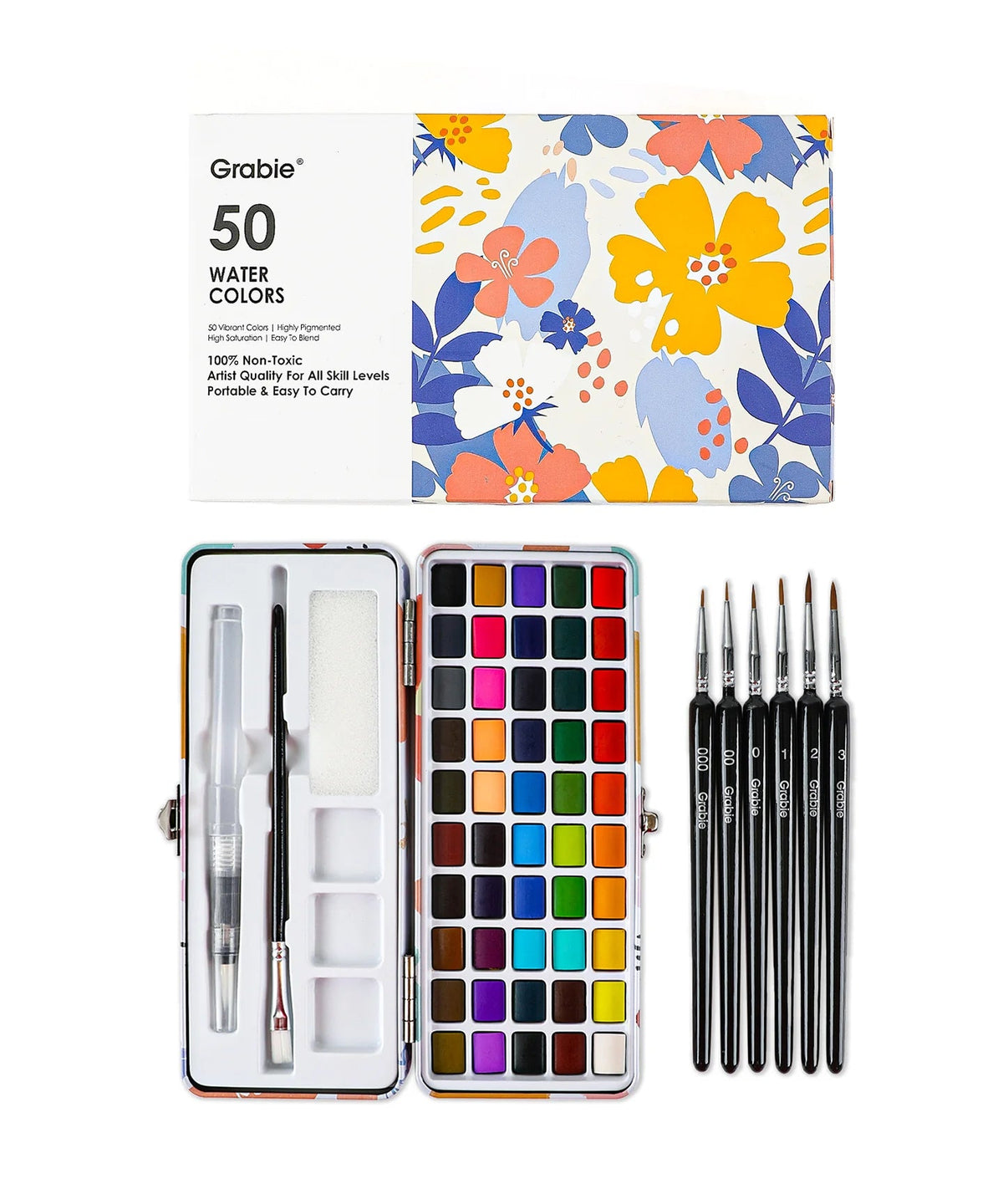 Watercolor Set of 50 with Brushes - Premium