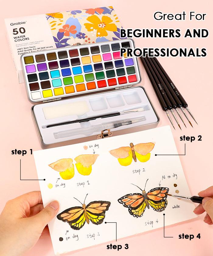 Watercolor Set of 50 with Brushes - Premium