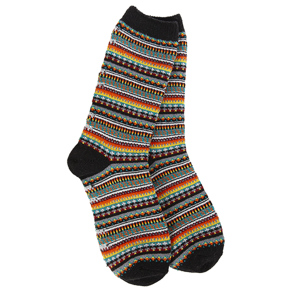 Black Stripe Boho Crew Socks
