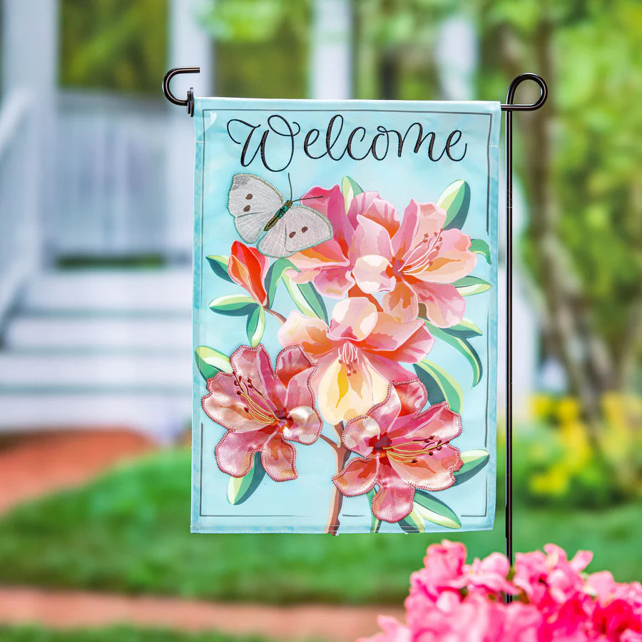 Vivid Azaleas Applique Garden Flag